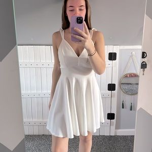 white open back dress